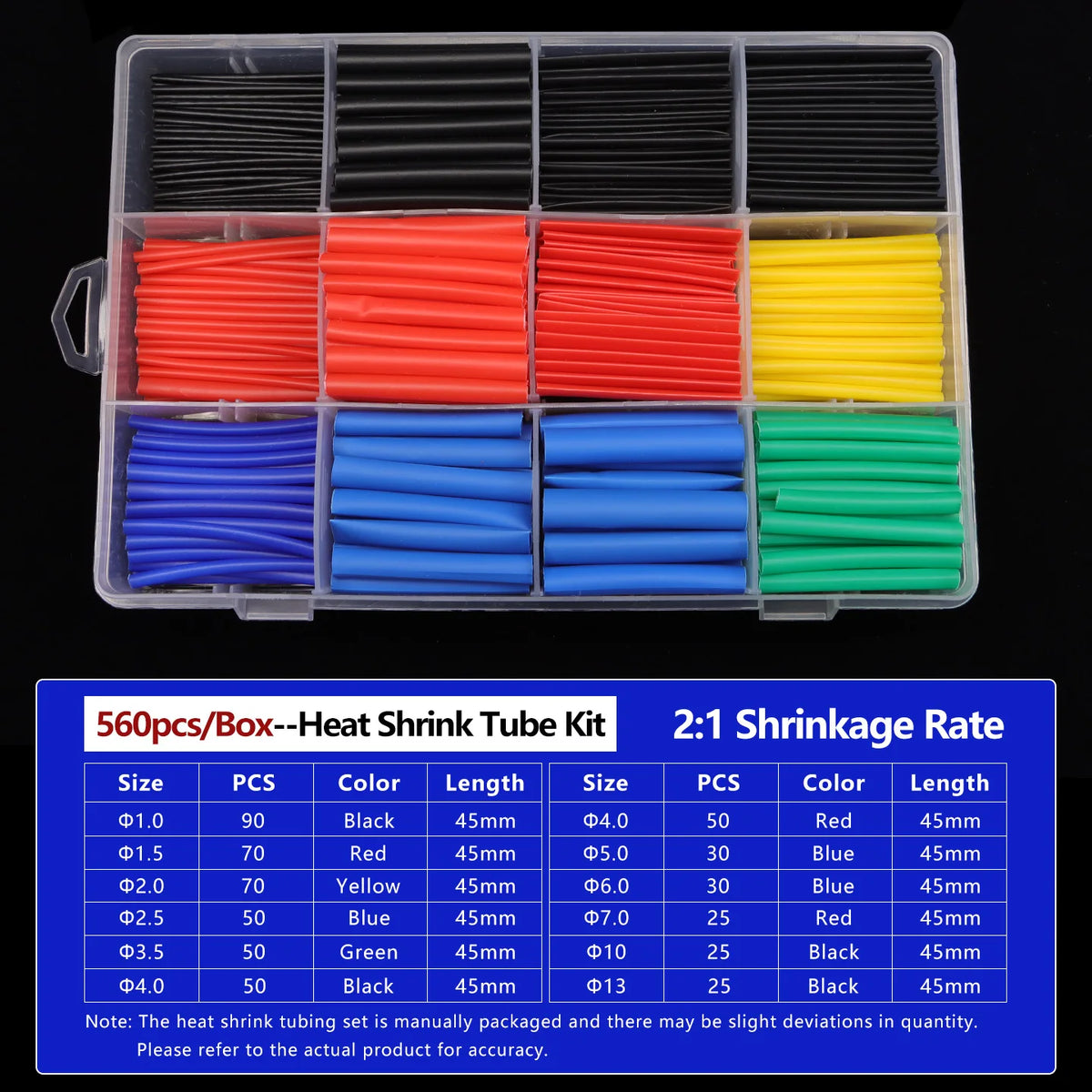 2:1 Heat Shrink Tube Kit Thermoresistant Shrinkage Tubing Wire Wrapping Electrical Connection Cable Insulation Sleeved Protecter