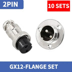 10Sets GX12 Aviation Socket Plug 2 3 4 5 6 7 Pin M16 DF16 Rhombus Flange Male Female Circular Connector Cable Panel Mount Solder