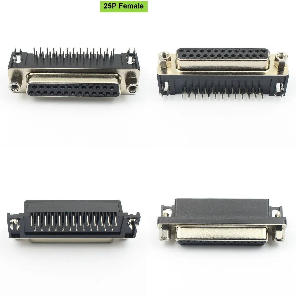 5pcs D-SUB 9 15 25 37 Pin Male Female PCB Connector With Set Screw Plug Socket Adapter Right Angle 2 Rows DB9 DB15 DB25 DB37