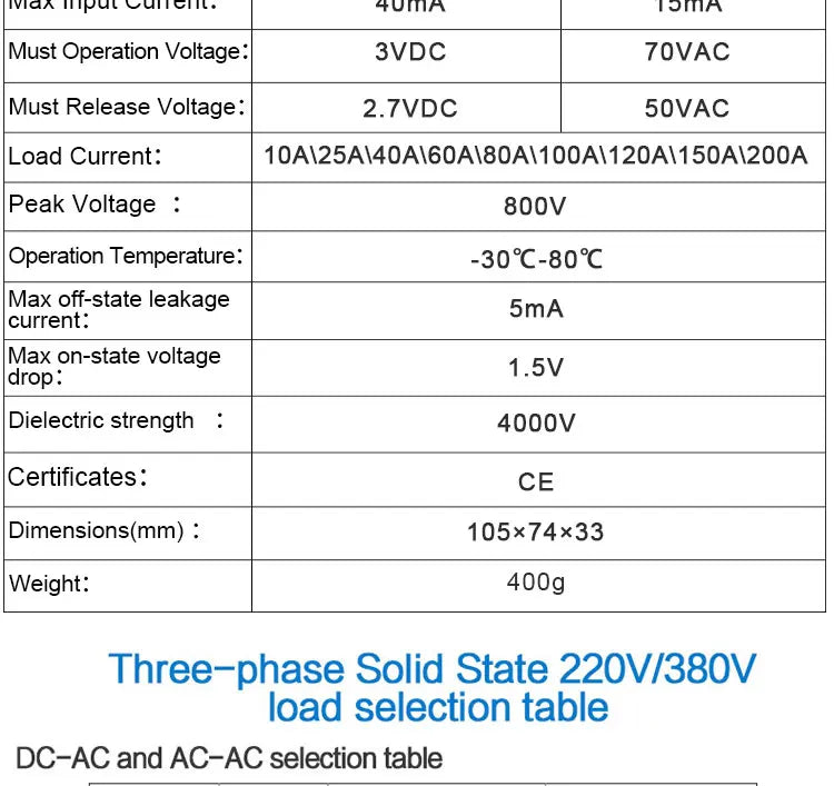 LCTC Three-phase Solid State Relay SSR 3 Phase 10A 25A 40A 60A 80A 100A 120A 150A 200A AC Control AC DC Control AC 25DA 380VAC
