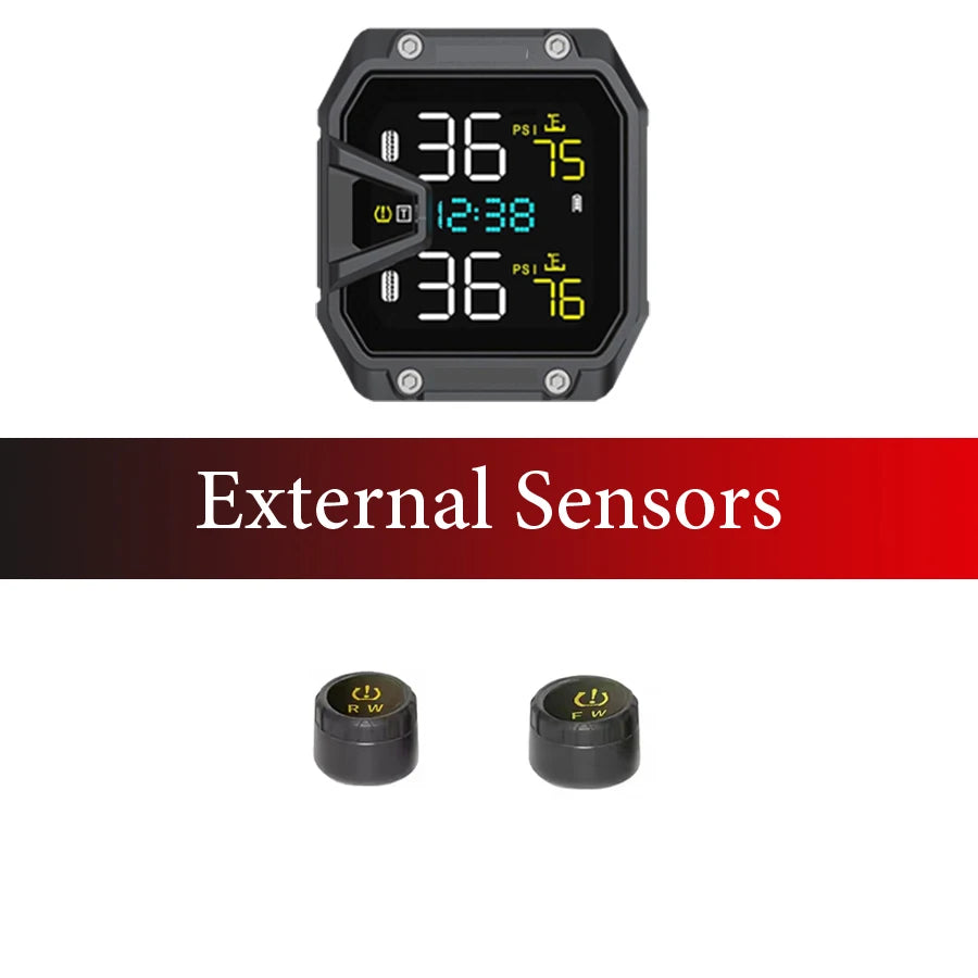 Yangood TMPS Motorcycle Tire Pressure Sensor Waterproof LCD Color Display Real-Time Safety Tire Pressure Monitoring System