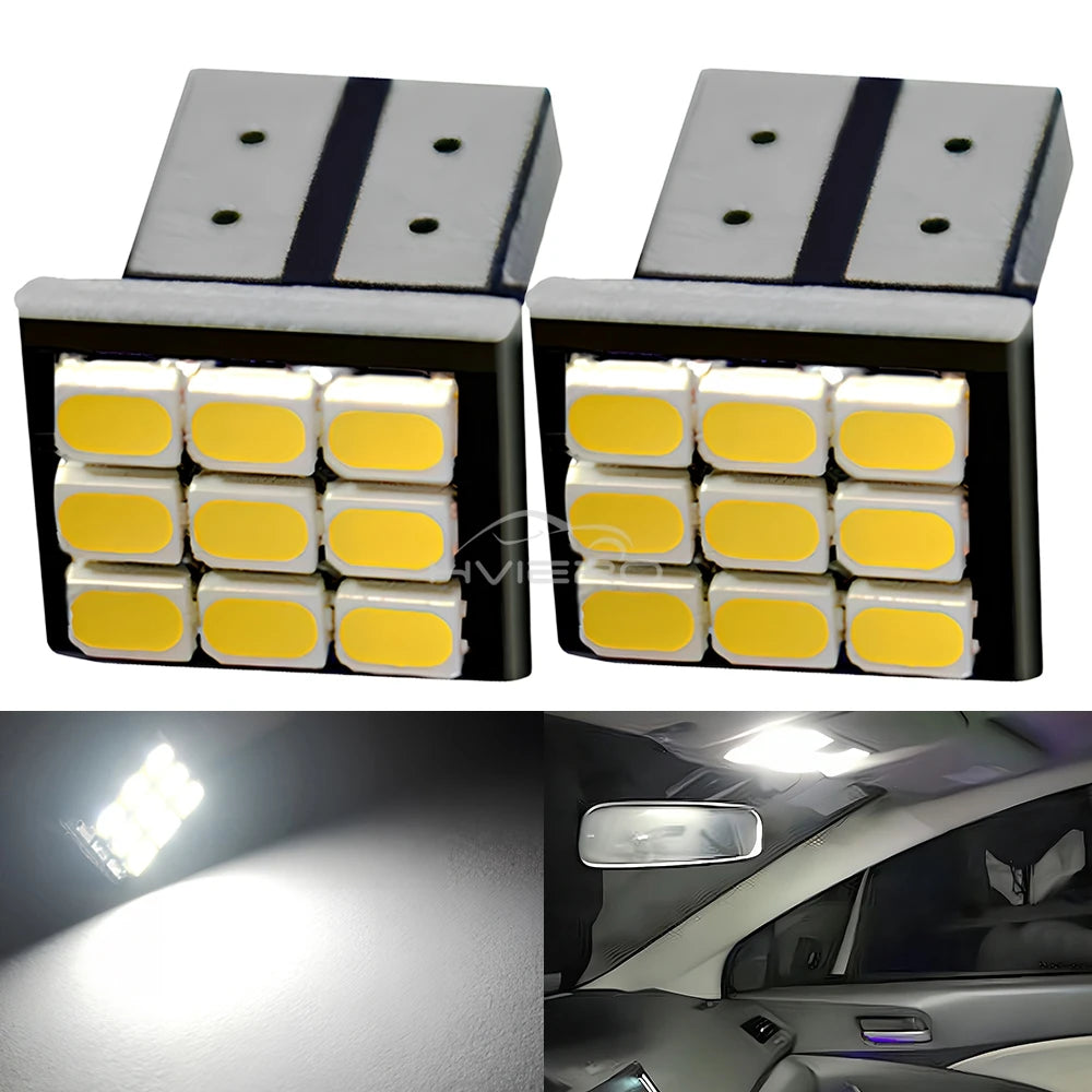 2pcs T10 W5W 1206 9smd 12SMD Turn Signal License Plate Light Car Wedge White 12V Canbus Backup Brake Dome Reading Lamp Led Bulb