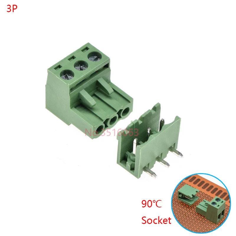 10Sets 2edg 2/3/4/5/6/7/8/9 Pin Screw Terminal Block Connector 5.08mm Pitch Plug + Straight Pin Header Socket For Pcb 2p 3p 4p