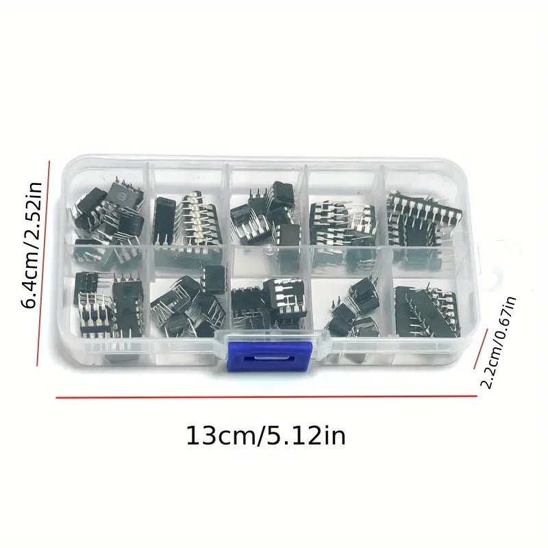 85PCS Integrated Circuit Chip Kit 10 Specifications IC-NE555 IC-LM324 IC-LM358 DIP Single Precision Timer Combination Kit