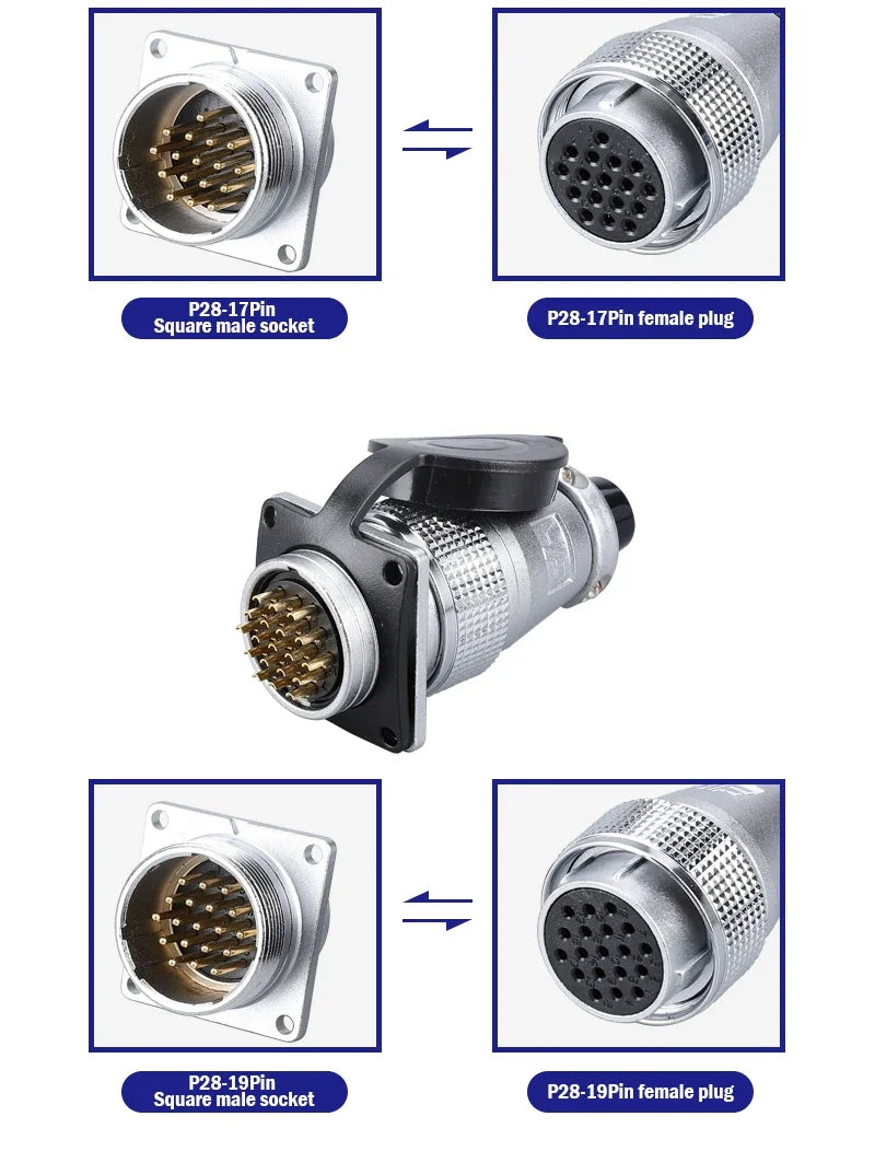 PLS28 P28-2/3/4/5/7/8/10/12/16/17/20/24/26 Pin Aviation Connector Plug WS28 Male Female Plug Socket Connector