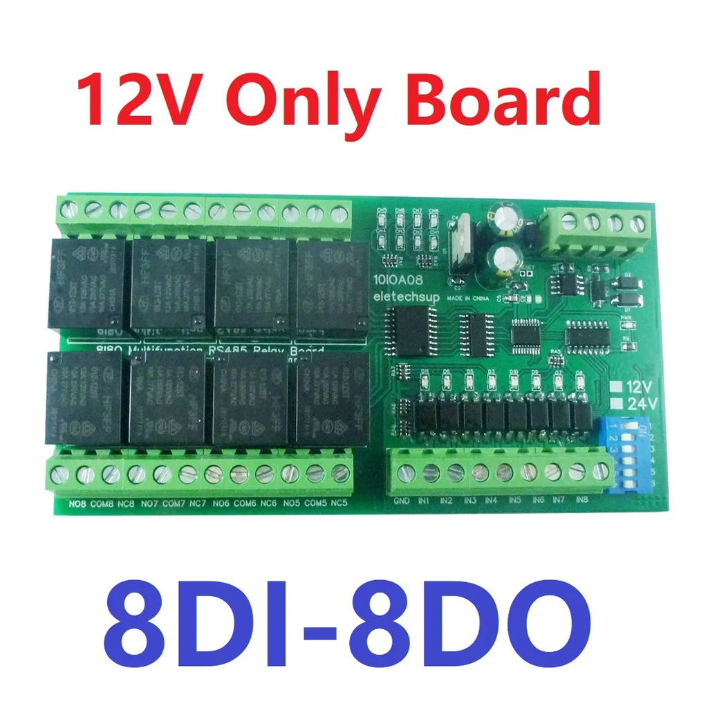 DC12V 1-12Ch Digital Switch DiDo Multifunction RS485 PLC IO Expanding Board Standard Modbus RTU Relay Module