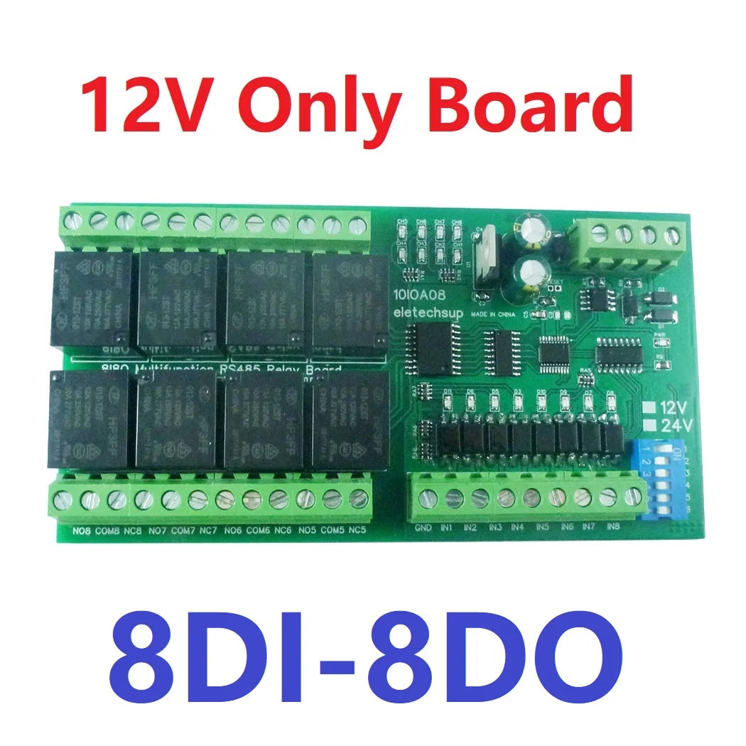 DC12V 1-12Ch Digital Switch DiDo Multifunction RS485 PLC IO Expanding Board Standard Modbus RTU Relay Module