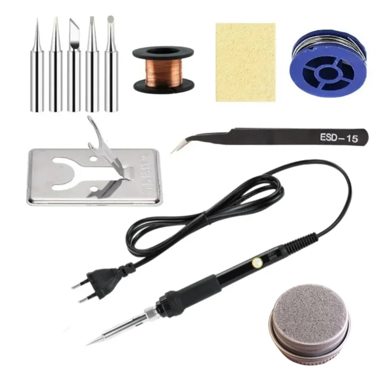 60W Adjustable Temperature Electric Soldering Iron EU 220V / US 110V Welding Iron Rework Station Heat Pen Tips DIY for Repairing