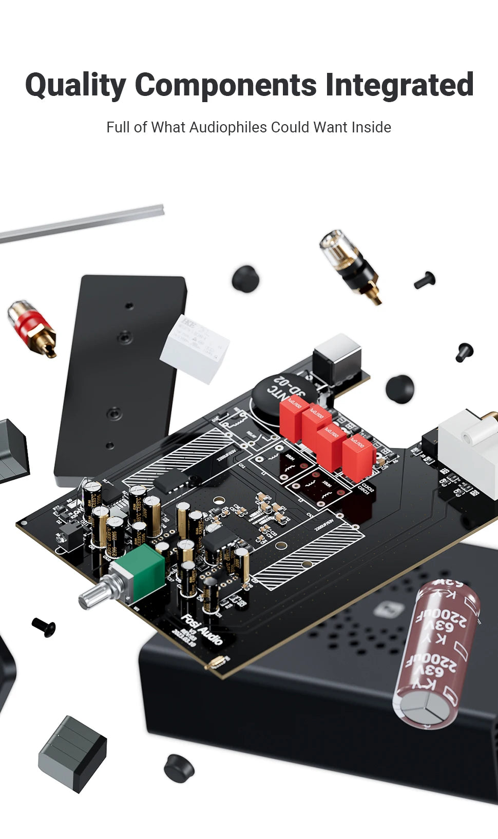 Fosi Audio V3 Stereo Power Amplifier 300W X2 TPA3255 Class D Mini Speaker Amp 2 Channel Audio Amplifier for Passive Bookshelf