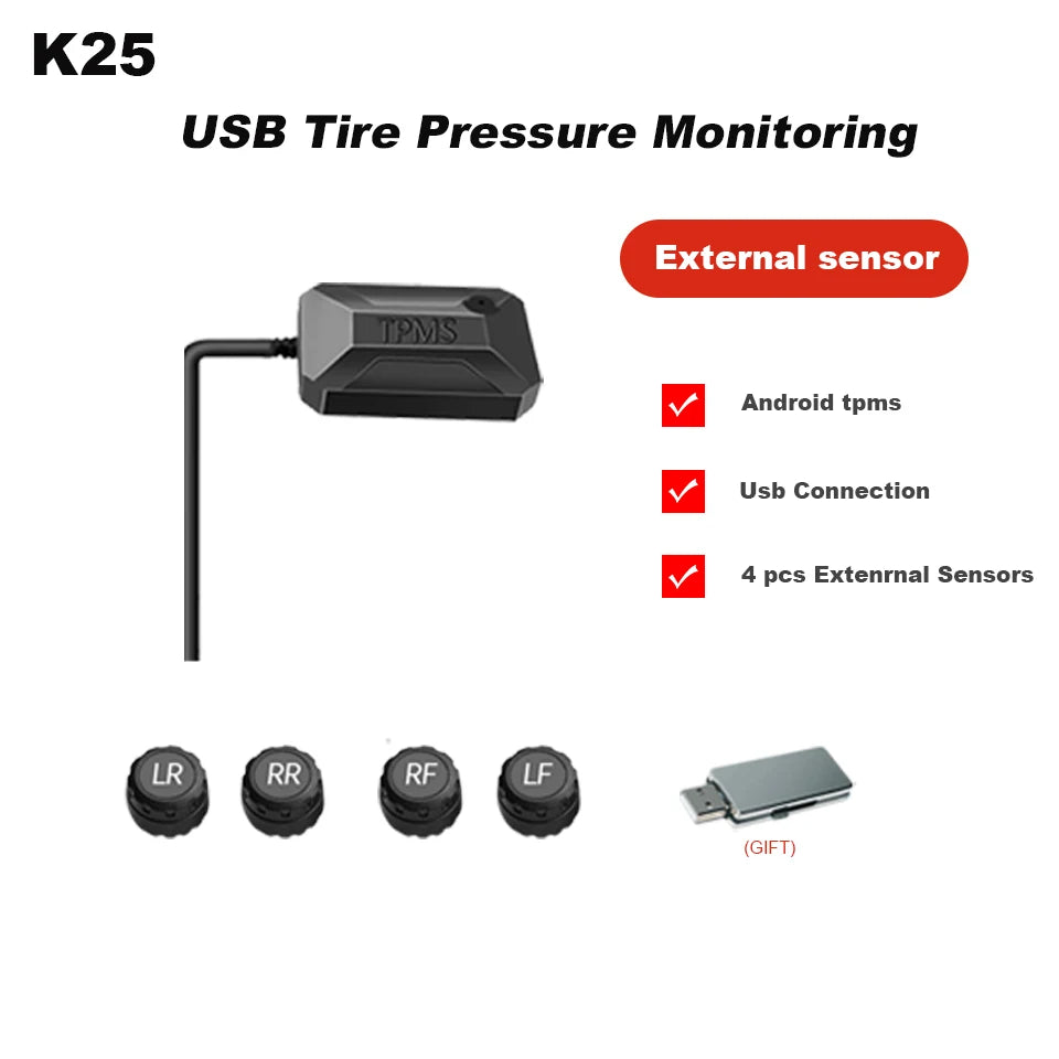 Smart Android Navigation Dedicated Car Mounted USB Tire Pressure Monitoring System TPMS Tire Pressure And Temperature Detection