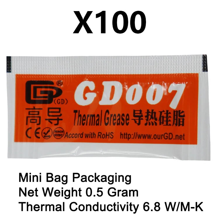 100 Pieces 0.5g Mini Bag Packaging GD Brand Series GD900 Thermal Grease Paste CPU Heat Sink Compound MB05
