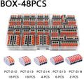 Electrical Wire Connector Set 48/62PCS 2/3/4/5/8 Port Lever Quick Splice Wire Connectors 32A 250V AWG28-12 0.08-4mm2 Storage Box