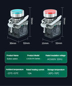 XB4 Button Switch Momentary Self Reset Flat High Head 22mm Power Push Button Switch with Light XB4-BA42 BA31 BA51 10A NC/NO Red