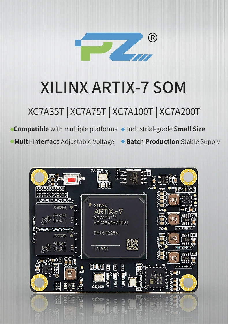 PUZHI SoM 7A035 7A075 : Xilinx SoC Artix 7 35T 75T FPGA Core Board Industrial Grade System on Module