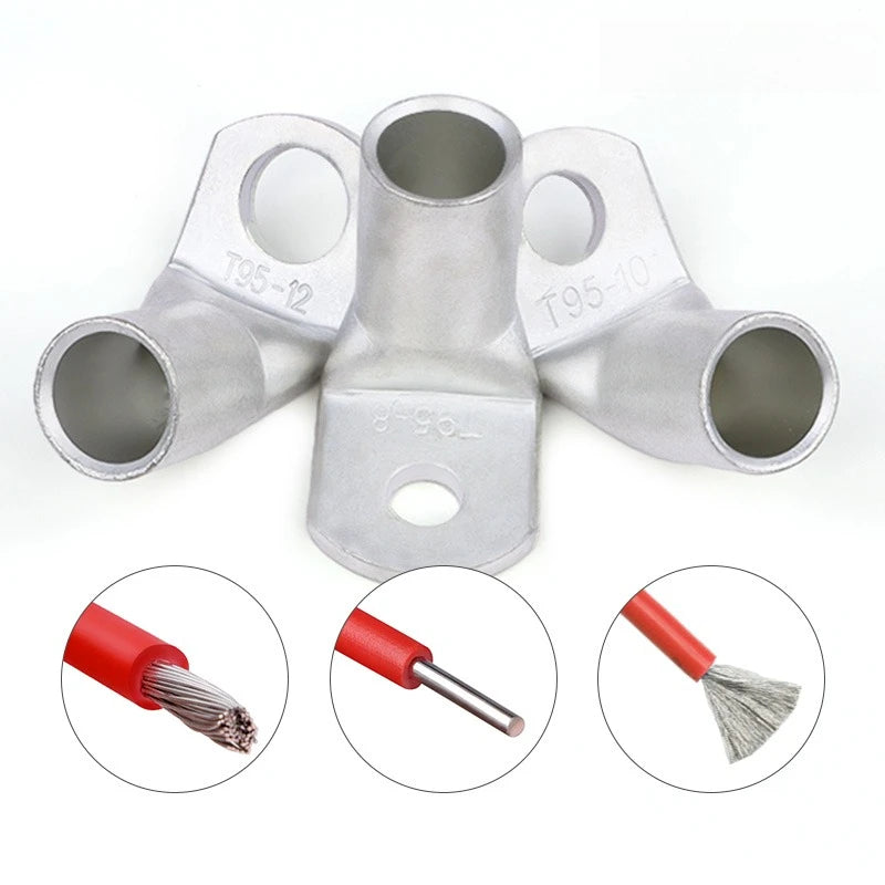 L-type Tinned Copper Wire Terminals 90° Right Angle Crimp Connectors M6 M8 M10 M12 for Automotive Electrical Wiring Connect Lug
