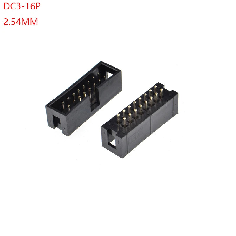 5/10pcs Dip 6/10/20/26/34/40 Pin 2.54mm Pitch Male Socket Straight Idc Box Headers Pcb Connector Double Row 10p/20p/40p/50p Dc3