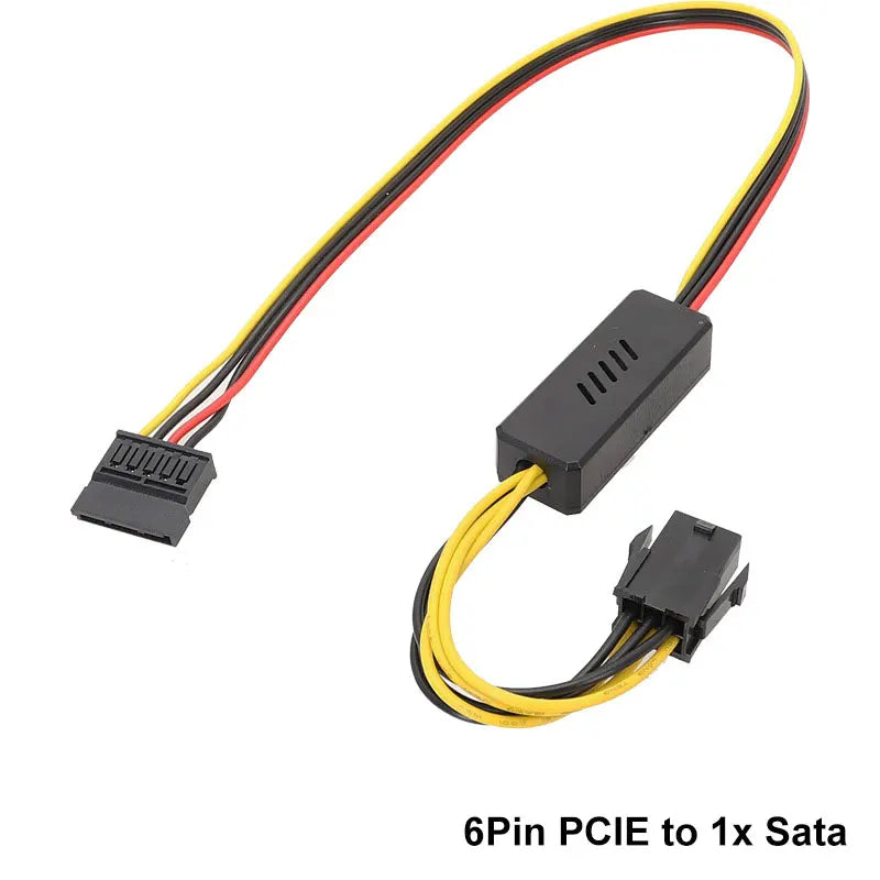 Angitu Adapter 6Pin GPU to Sata/Molex Hard Drive Cable 12V to 5V PCIE to 1x2x3x4xSATA Hard Drive Cable Molex 4PIN