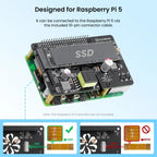 Hot Sale Pi Power M.2 NVMe & PoE+ Hat for Raspberry Pi 5, Support M.2 NVMe SSDs 2230/2242/2260/2280