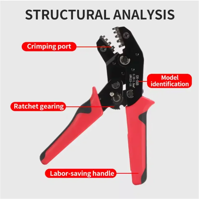 Versatile Ratchet Crimping Tool Set for Open Barrel Pins, SATA, TE, JST, Molex, and Dupont Connectors
