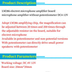 LM386 electret microphone amplifier board / microphone amplifier / without potentiometer DC4-12V