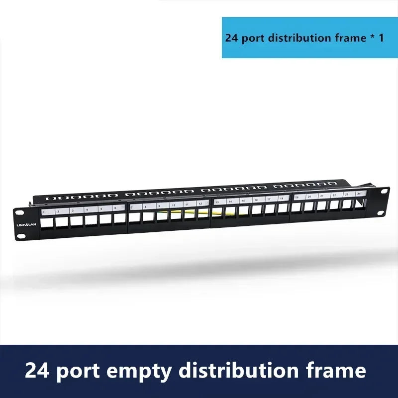 24 Port 19 inch RJ45 Patch Panel Frame Ethernet Rack Keystone Jack Coupler Cat5e Cat6 Cat6A Cat7 Network Cabinet Cable Internet