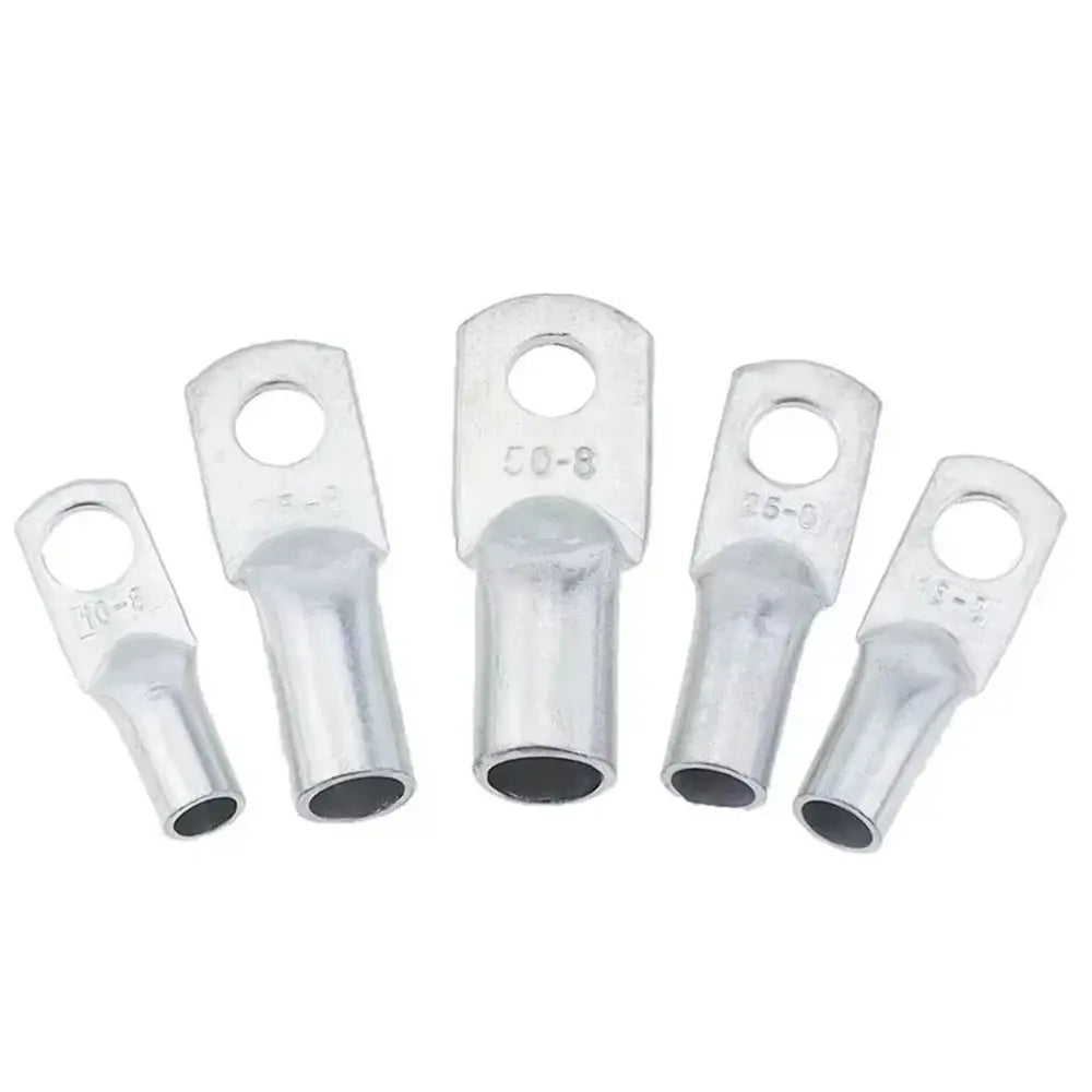 5Pcs JG Series Tinned Copper Cable Lug 14-2AWG 6/10/16/25mm2 Battery Cable Terminal Tinned Copper M6/M8/M10/M12