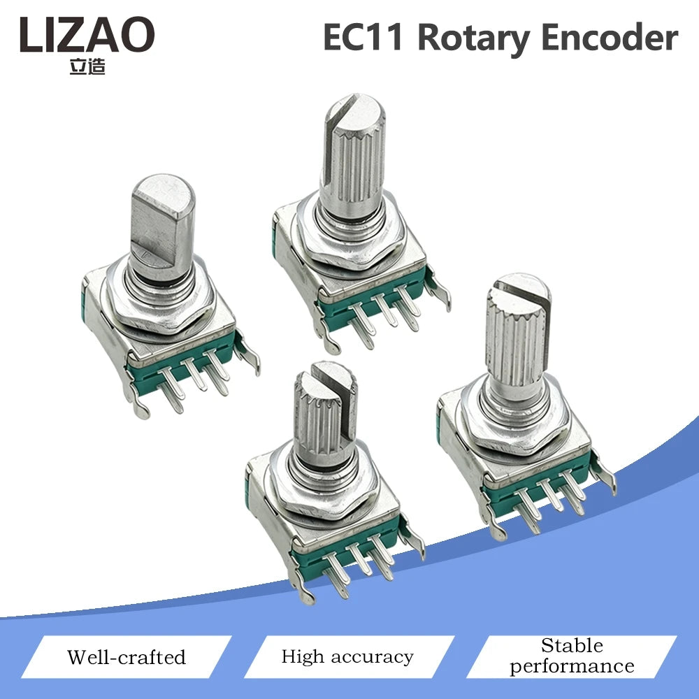 5PCS EC11 Rotary Encoder 5‑Pins Rotary Code Switch With Push Button 15mm / 20mm Half‑shaft Plum‑shaft