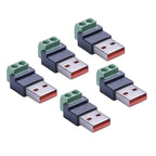 USB 2.0 Type A Male to 2 Pin Terminal Block Solderless Quick Connect Green Terminal for Charging Cable Power Bank DIY Connector