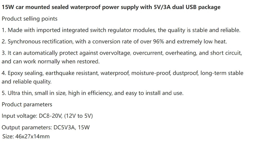 15W 12V 24V to 5V 3A DC-DC Step Down Buck Converter Regulator Power Supply Module Mini USB Micro USB Male Female Type-C Adapter