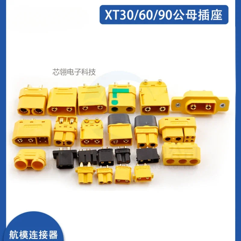 Amass XT30 XT60 XT90M/F Connector High Current Male/Female Lithium Battery Charging Gold Plated Plug