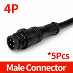 5PCS M12 Metal Panel Mount Connector IP65 Waterproof 2 3 4 5 6 8 Pin Male Female Socket Plug Pigtail Wire Industrial Cable