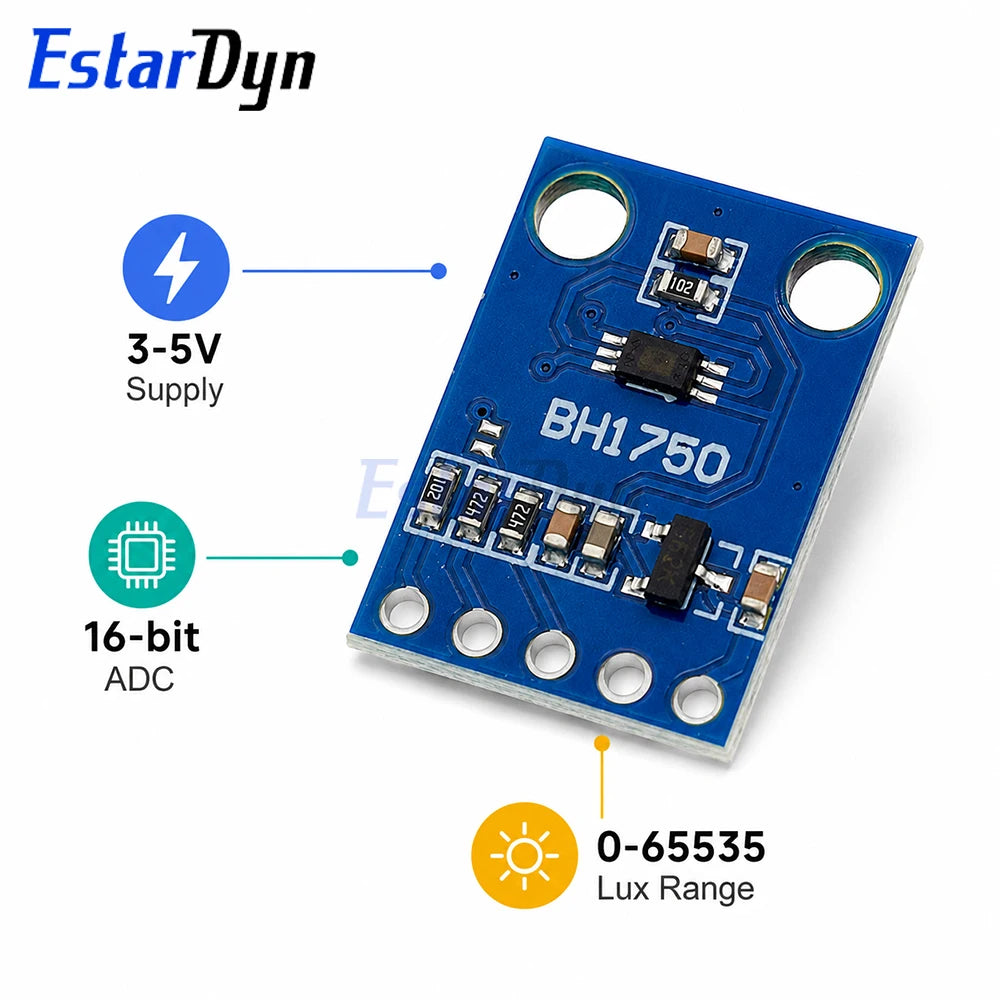 Estardyn BH1750 BH1750FVI GY-302 Digital Ambient Light Sensor Module I2C 3V-5V for DIY Electronics