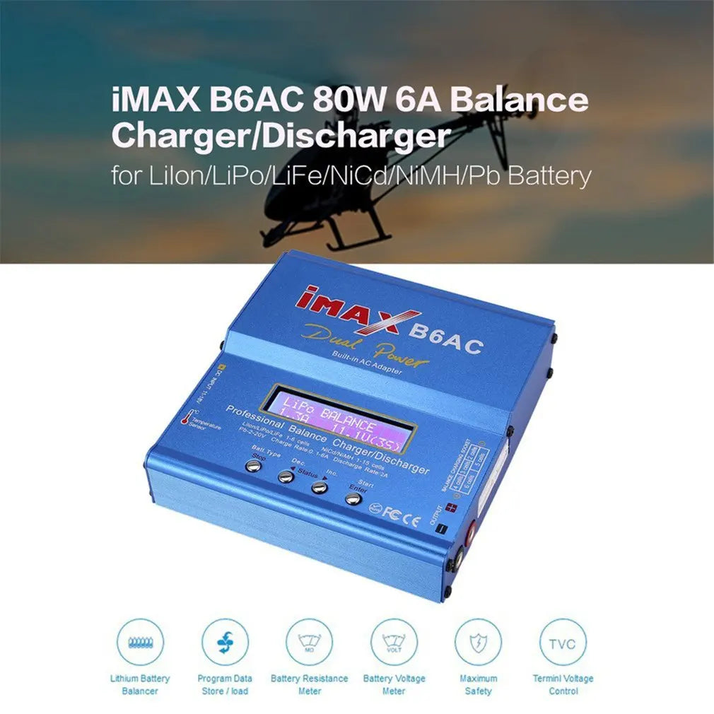 For iMAX B6AC 80W Battery Charger Lipo NiMh Li-ion Ni-Cd Digital RC IMAX B6 Lipro Digital Balance Charger Discharger Wholesale