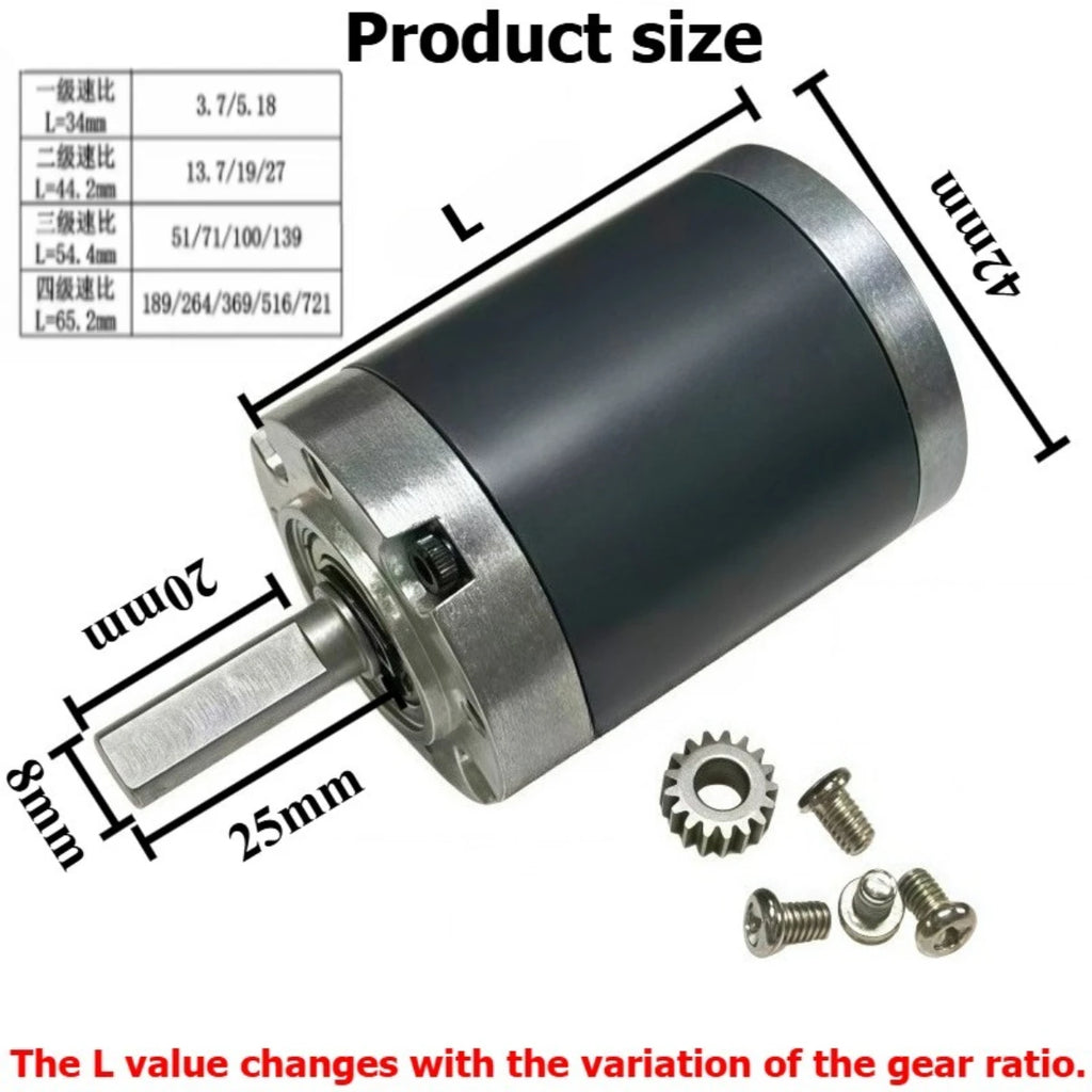 42MM planetary gearbox, 775 reduction motor. It can be equipped with 775 or 795 motors.