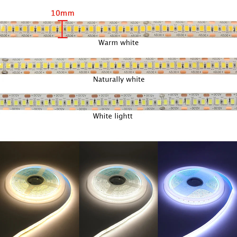 12V 24V LED Strip SMD 2835 Flexible LED Tape 5M 120 240 480Leds/m Waterproof Ribbon Diode Room Decor Warm Natural Cool White