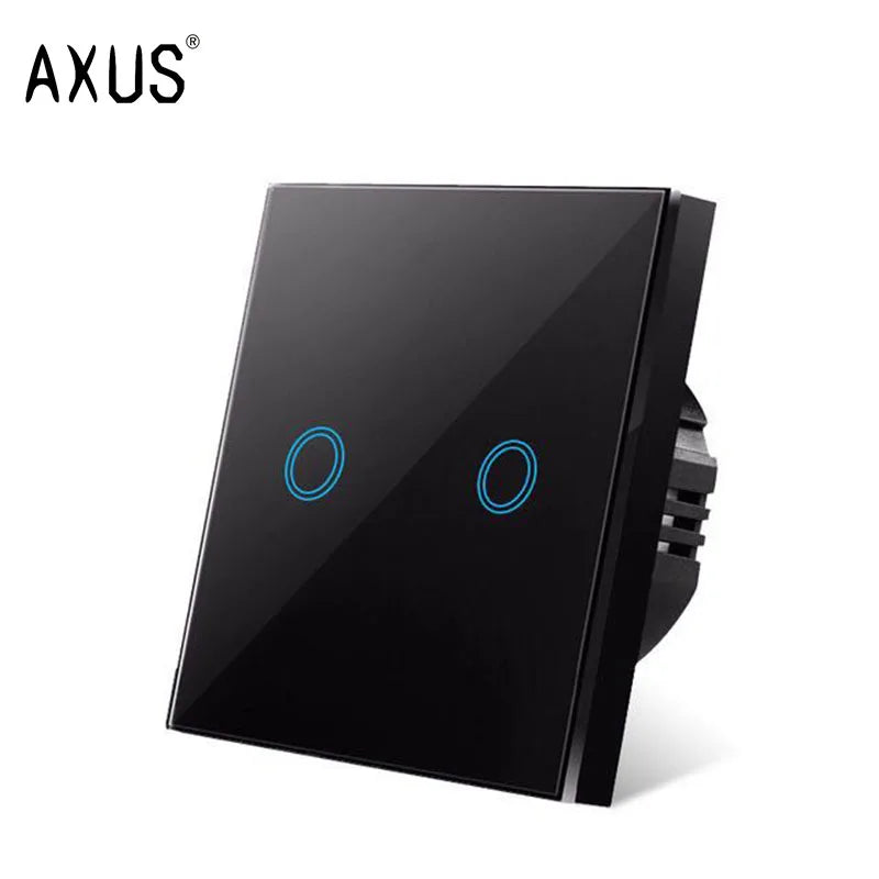 AXUS EU Touch Switch  AC100-240V Power LED 1/2/3 Gang Crystal Glass Panel Wall Lamp Light Switch Sensor Switches Interruttore