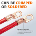 10pcs Copper Terminal Connectors, AWG 2 4 6 8 1/0 2/0 Ring Lug With Shrink Tubing 10Battery Cable Lugs, With 10 Shrink Tubing