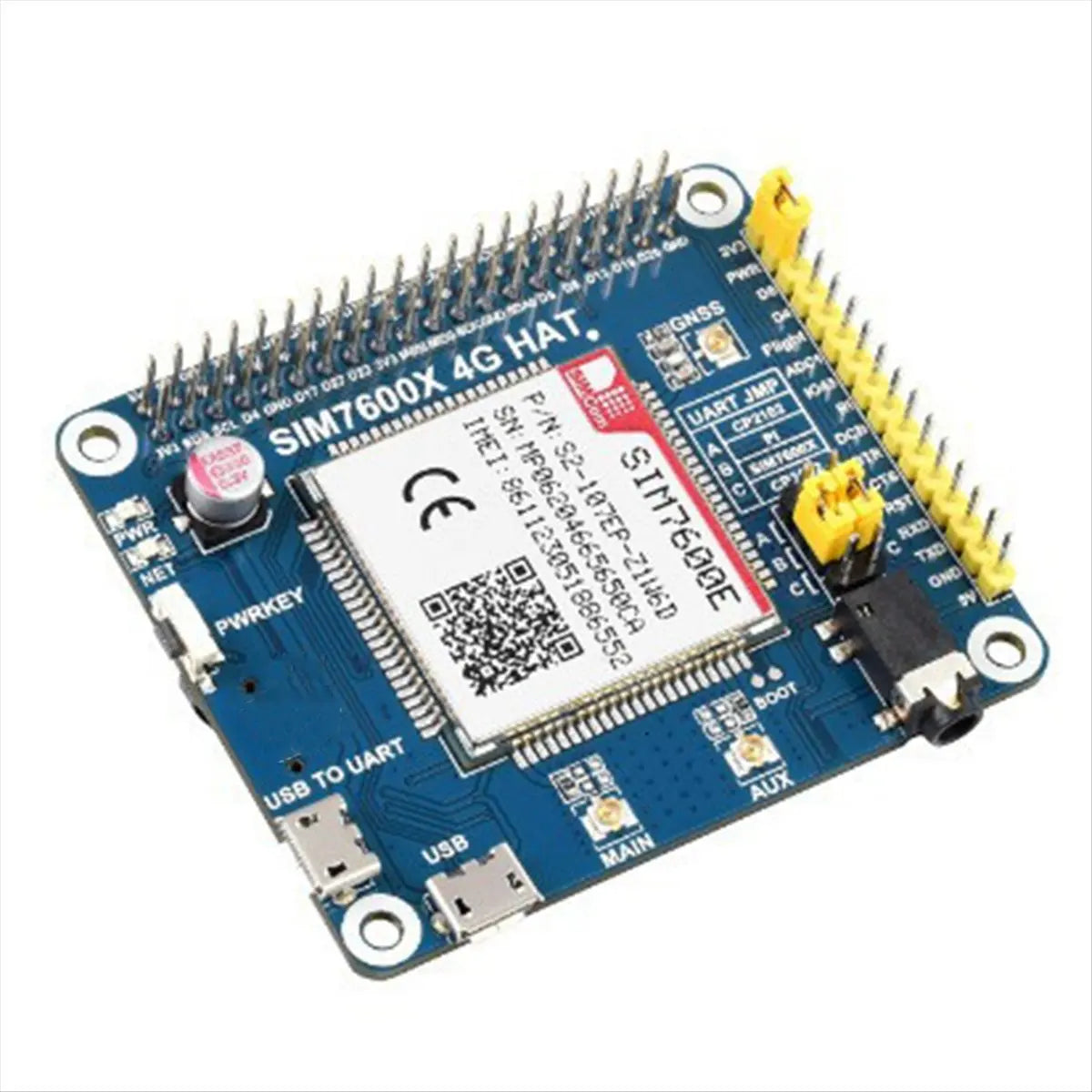 Super Sale SIM7600E LTE Cat1 Module for Raspberry Pi 4G Expansion Board Compatible with 3G/2G, GNSS Module