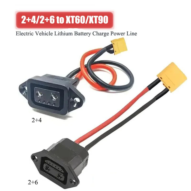 XT60/TX90 to 2+4/2+6 Cable Connector Male Female Electric Vehicle Lithium Battery Charging Socket 4 Square New Energy Power Line