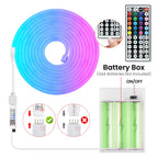 5V Bluetooth RGB LED Neon Strip Light 1M 2M 3M 3AA Battery Box 17Key 24key 44key Remote Control 108Leds/M Waterproof Room Decor