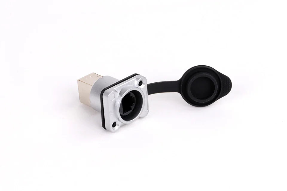 10pcs Waterproof D type RJ45 Connector Female to Female Socket Metal Shell Chassis Panel Mount Network Ethernet RJ45 Adapter