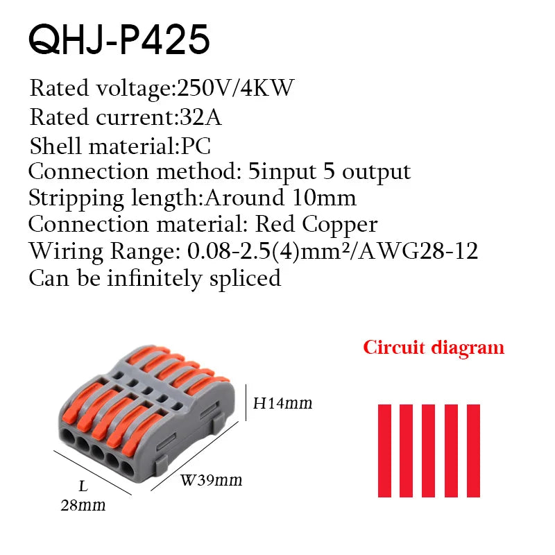 10PCS Wire Connector P421 Splicing Terminal Blocks For Electrical Cables Mini Fast Universal Wiring Connector Lamp Connectors