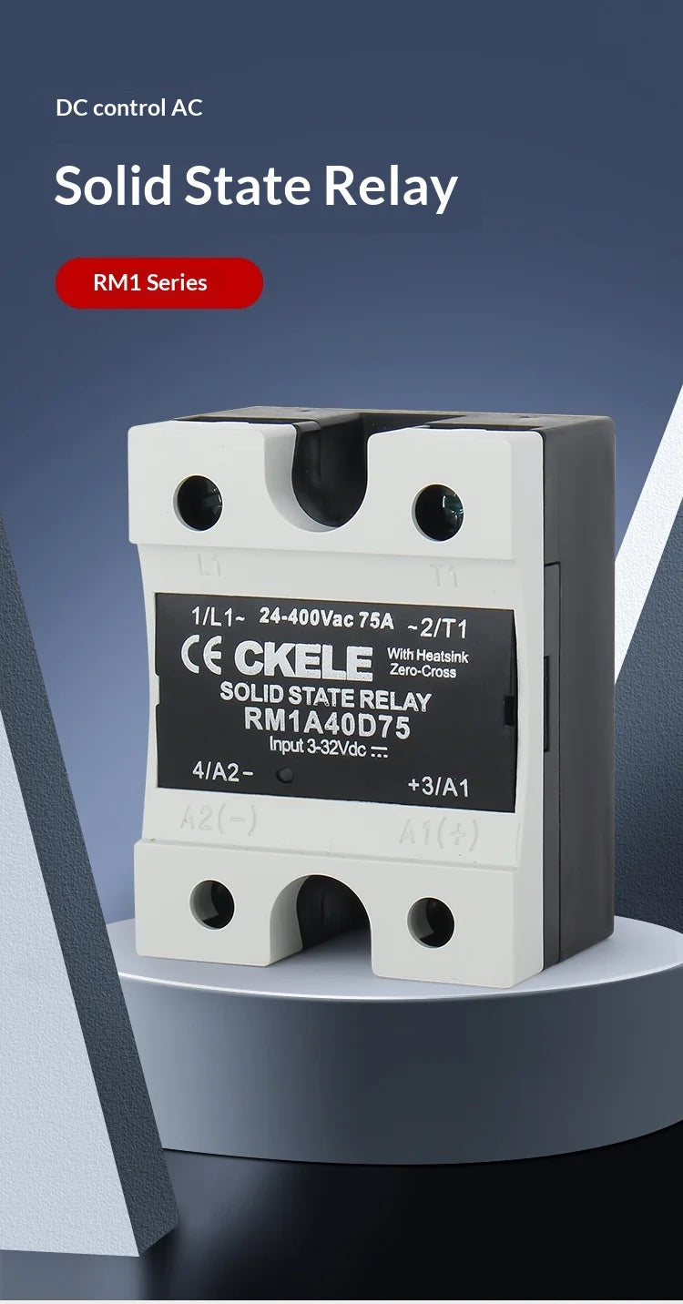 RM1A Series Solid State Relay 25A  40A 50A 75A Zero Cross SSR DC to AC for Heater Control