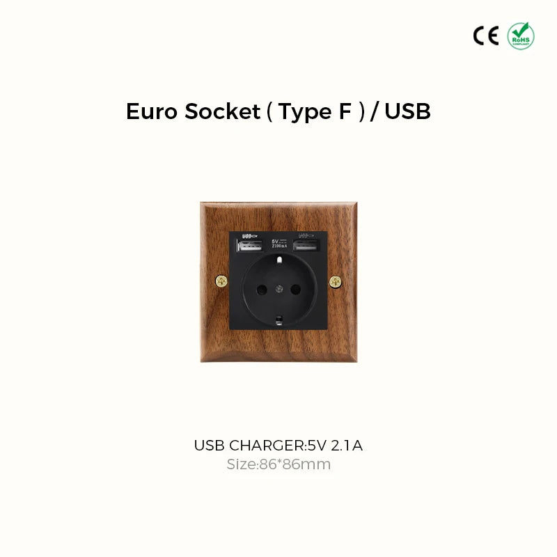 Avoir Retro Black Walnut Panel Toggle Switches USB Type C FR EU Socket Outlet Brass Lever Wall Light Switches Cat6 Rj45 For Home