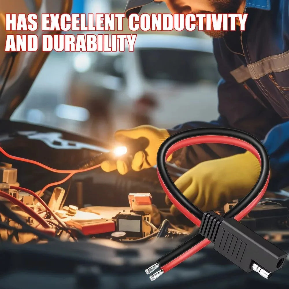 (14.5cm) SAE Connector Cable 12V Quick Disconnect 2 Pin Plug for Automotive Battery Tender Solar Panel Charger Cord Wire Harness