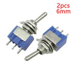 2PCS MTS-101/102/103/202/203 Toggle Switch 6mm Dark Blue 2/3Position 2/3/6Pin ON-ON/ON-OFF/ON-FFF-ON 6A 125VAC Arm Rocker Switch