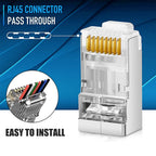 Hoolnx RJ45 Connector CAT6A CAT6 Pass Through Modular PLugs STP Shielded 50U Gold Plated Ethernet End Network Plug For Lan Cable