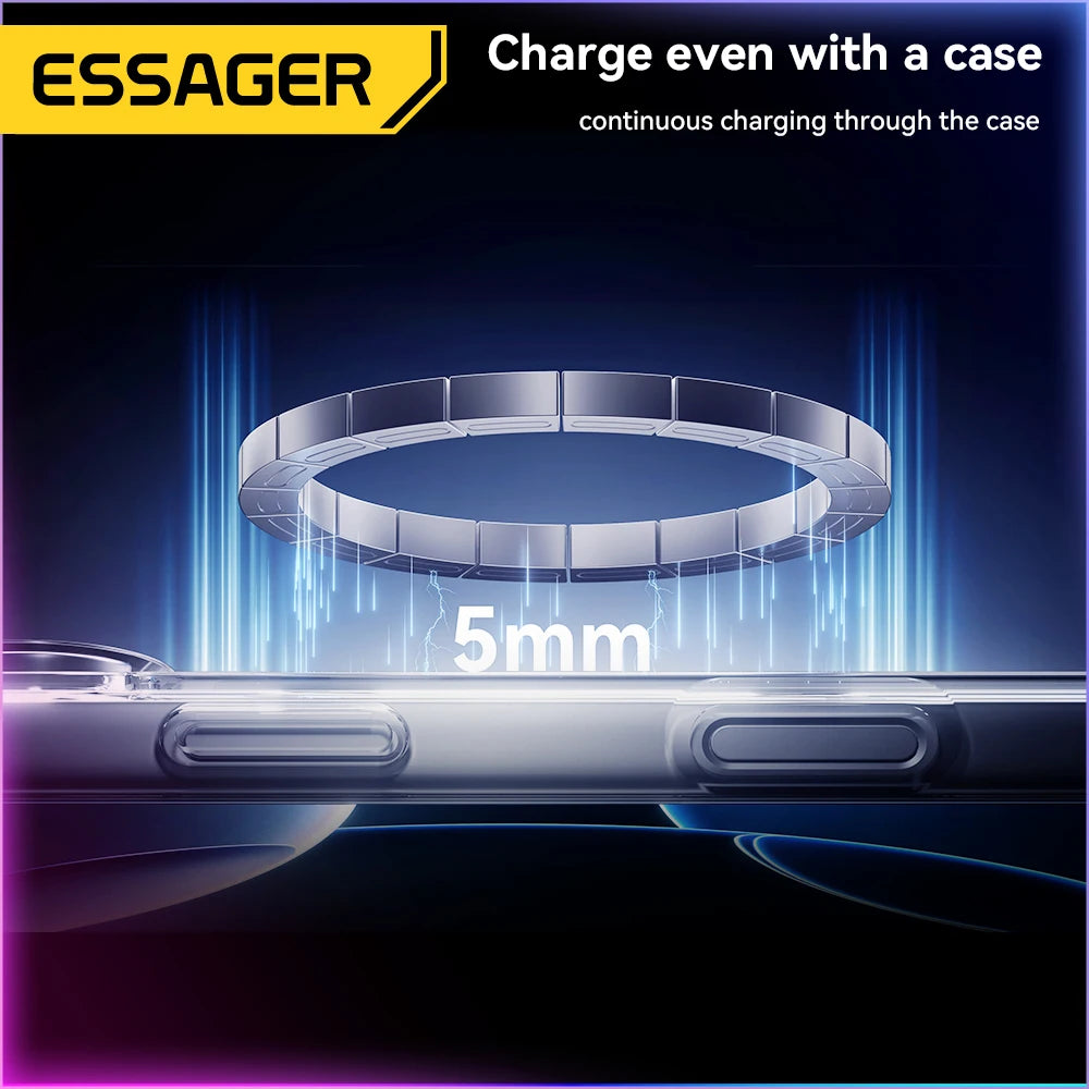 ESSAGER 15W Magnetic Wireless Chargers Qi Qi2 Wireless Charger Fast Charging Pad for iPhone 17 16 15 14 Mini Phone Charger