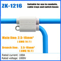 Parallel Wire Splitter Without Cutting, High-Power T-Type Main Branch Terminal Block, 1-In 2-Out for 1.5-6-10-16mm² Cables