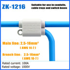 Parallel Wire Splitter Without Cutting, High-Power T-Type Main Branch Terminal Block, 1-In 2-Out for 1.5-6-10-16mm² Cables